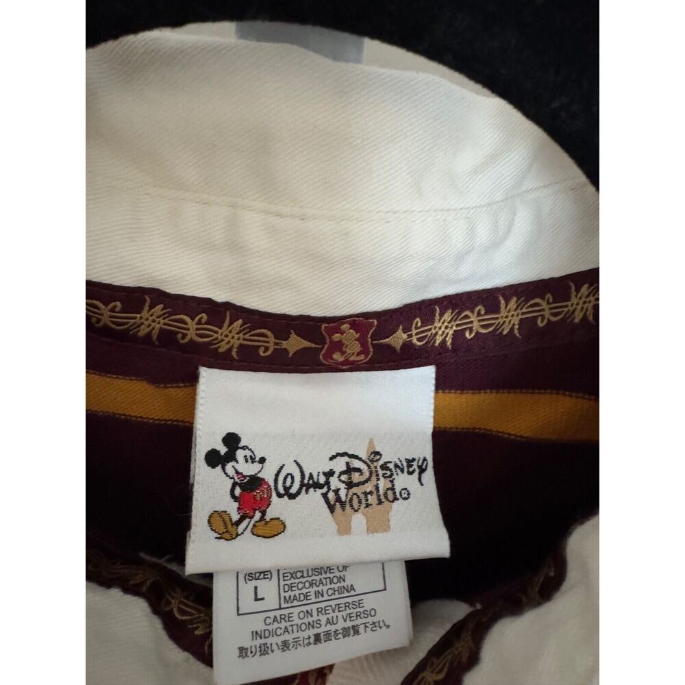 Vintage Walt Disney World Long Sleeve Polo Rugby Style Shirt Men's Large Maroon - Picture 4 of 7